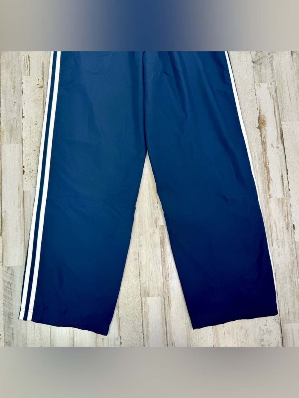 Adidas Track Pants Mens Medium Mesh Lined Zip Ankles 3 Stripes Blue - Picture 10 of 10